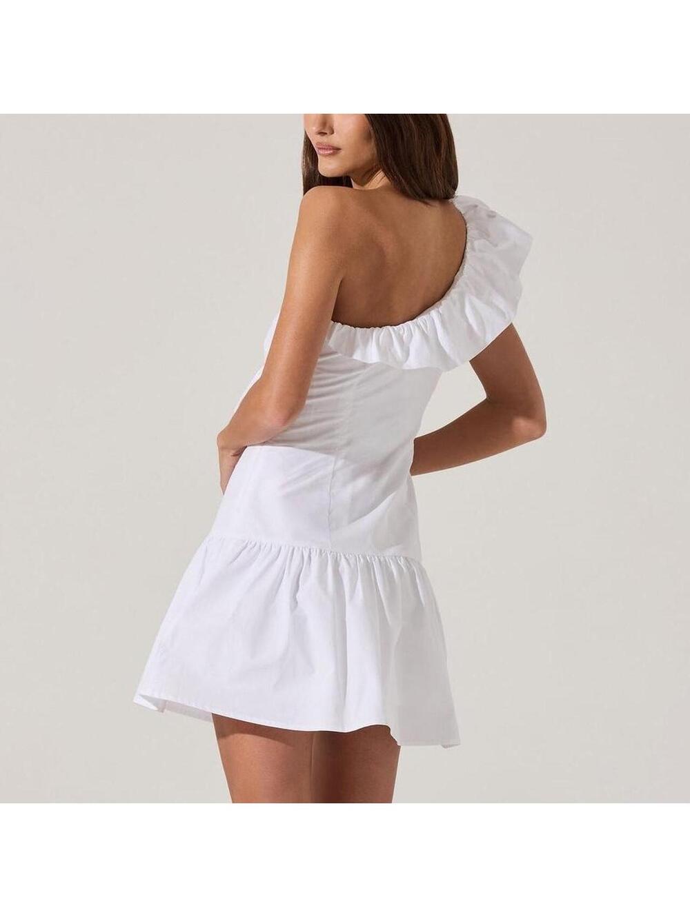 NEW One Shoulder Ruffle Mini Dress - Picture 2 of 8